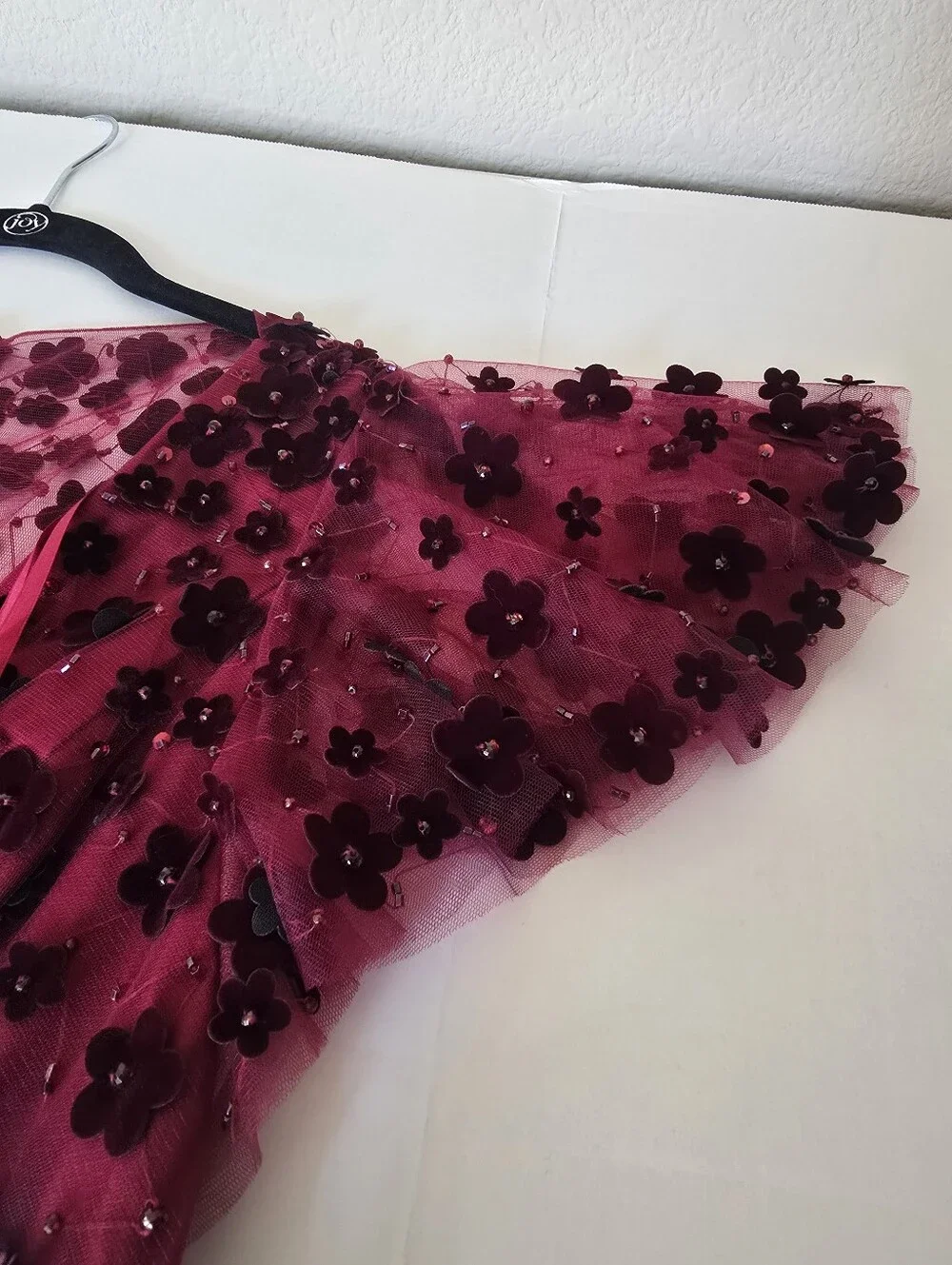 MAC DUGGAL Floral Appliqué Cocktail Midi Dress Burgundy NEW Size 6 Velvet
